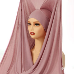 Instant Chiffon Hijab with Magnetic Buckle – Solid Color Scarf