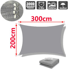 Outdoor Shade Sail, 300D Polyester Waterproof UV-Proof Awning, Sunshine Canopy for Terrace, Carport, Backyard, Garden, etc