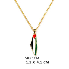 Al-Aqsa Islamic Mosque Pendant Necklace Geometric Map Chain Jewelry Gift Accessories for Women Men