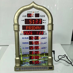 Islamic 12V Azan Mosque Calendar Muslim Prayer Wall Clock Alarm Islamic Mosque Azan Calendar Ramadan Home Decor with Remote Control