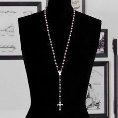 Fashion Vintage Crucifix Virgin Mary Pendant Cross Necklace Jesus Rosary Beads Chain
