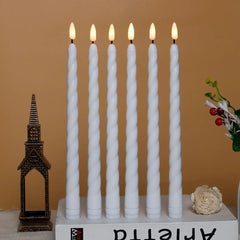 6pcs 11" Led battery operated flickering 3D Wick Spiral LED taper candle lamp candlestick Xmas wedding table Church Decor 28cm