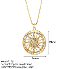 Heart Evil Blue Eye Sun Necklace for Women Cute Dog Bee Elephant Gold Color Pendant Long Stainless Steel Chains
