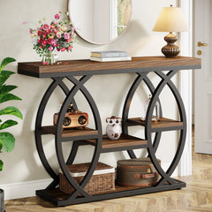 Tribesigns Console Table, 39.4-Inch Entryway Table with Thickened Tabletop, 4- Tier Industrial Narrow Hallway Sofa Table Living Room Furniture