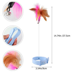 Cat Feather Collar Toy, Interactive Toys for Indoor Cats Self Play Funny Teaser Wand Neck Toy Feathers with Bell Pet Shop
