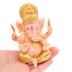 Bar Counter Cashier Desktop DIY Decoration Gold Lord Ganesha Buddha Statue Elephant God Sculptures Ganesh Figurines