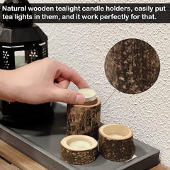 Wood Tea Light Candle Holders Rustic Tealight Candlestick Home Table Wedding Birthday Party Valentine's Day Home Decorations