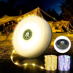 10m LED Reel String Lights Outdoor USB Rechargeable Camping Lamp Solar Fairy Christmas Lights Garden Room Decorative Tent Light