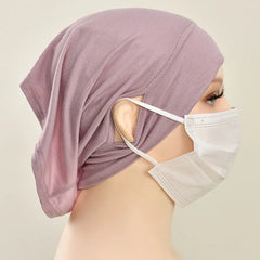 Jersey Cotton Muslim Women Under Hijab Cap With Ear Hole Inner Hijab Cap Round Forehead Underscarf Bonnet Femme Musulman
