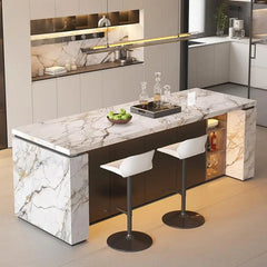 Luxury Marble Kitchen Island Dining Table, Custom Modern Bar Countertop, High-End Open Kitchen Design, Integrated Home Furniture Kitchen Display Cabinets Kitchen & Dining Furniture