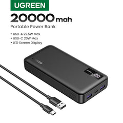 UGREEN 20000mAh PD 20W Power Bank Fast Charge Portable PowerBank for iPhone 17 16 15 Pro Max Xiaomi Phone External Battery 30W