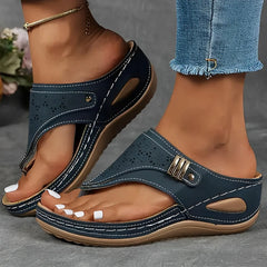 Customizable Solid Color Women's Slippers Summer New Round Head Thick Bottom Hollow Outer Wear Human Character Des