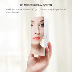 White LED Mirror Digital Alarm Clock – USB Desk Night Light