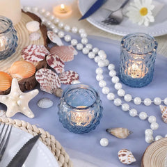 6/12Pcs Blue Votive Candle Holders Glass Candlestick for Party Decoration Tea Lights Candle Holders for Wedding Home Table Decor