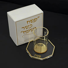 Elegant Acrylic Judaica Goblet and Saucer with Passover Gold Logo Specially Designed for Children's Four Cups (100ml)