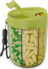 6 Grids Large Pill Cup Bottle Organizer Supplement Organizer for Holding 6 Various Vitamins Travel Pill Case Box Straw Container