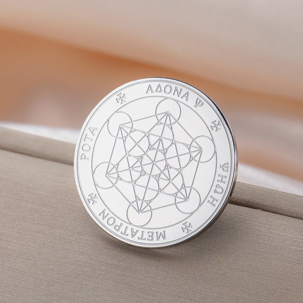 Dawapara Metatron Brooch Archangel Sacred Geometry Symbol Lapel Pins Spiritual Gift Stainless Steel Jewelry