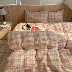 Nordic sling Cotton Pink Stripes Duvet Cover 150x200 Size Girl's Room housse de couette Skin friendly Breathable Comforter Sets