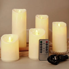 Remote LED Pillar Candle USB-C Rechargeable Atmosphere Light & Timer For Wedding Party Yellow LED Bedside Night Lamp Tealight