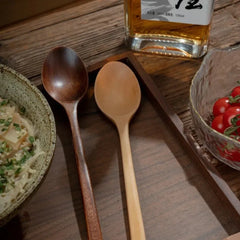 Wooden Spoon Spoon and Fork Environmentally Friendly Tableware Series Natural Oval Spoon Set Suitable for Cooking Chopsticks Bar Kitchen Tools, Cooking Utensils
