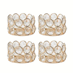 4pcs Silvery Golden Crystal Tealight Candle Holders for Home Table Bedroom Centerpiece Wedding Family Party Decor Creative Gifts