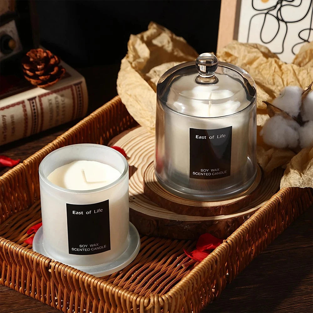 Aromatherapy candle home decoration holiday gift aromatherapy plant candle smokeless with glass cover
