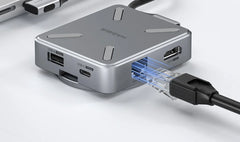 Hagibis Magnetic Stand USB C Hub With 2230 SSD Enclosure Type-C Hub SD/TF 4.0 4K@60Hz HDMI Gigabit Ethernet for iPhone 17 Pro 16