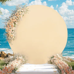Champagne Round Photography Backdrop Cloth Cover Baby Shower Birthday Party Wedding Decor Photo Backdrop Cloth Circle Background