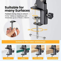 Photography Flexible Arm Tripod For Phone Stand Table Folded Anchor 360° Rotation Online Desktop Laptop Video Live Overhead Shot
