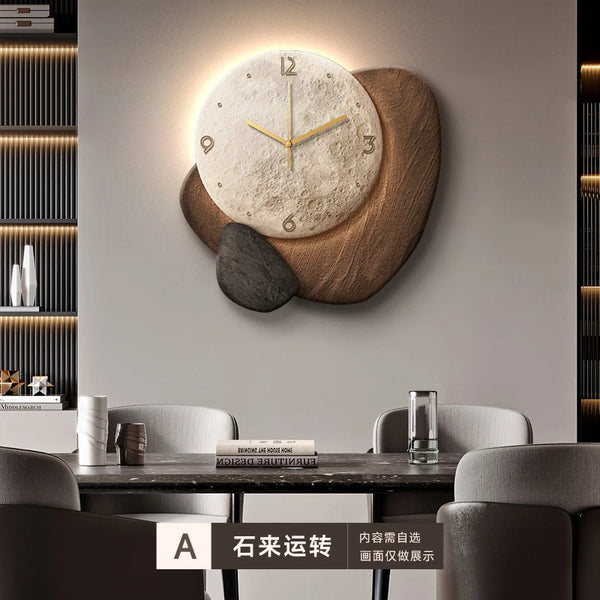 Restaurant clock wall decoration painting creative 3D high-end feeling living room clock table wall clock Home Decor