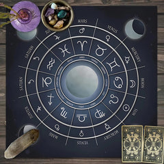 1pc Tarot card tablecloth, mysterious rune astrology altar cloth, witchcraft cabin decoration tablecloth, card game tablecloth