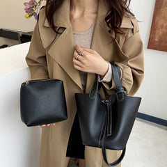 2-Piece PU Leather Tote & Crossbody Bag Set for Women