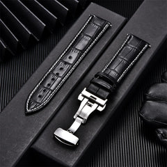 Genuine Calfskin Leather Watchbands Business Replace Watch Band 18mm 20mm 22mm 24mm With Butterfly Buckle Wristwatch Strap