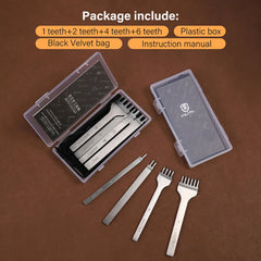 WUTA 1Set 4pcs Basic Leather Chisel Tool Diamond Pricking Iron Hole Punch Stitching Leather Craft tools 3/4/5/6mm 1-2-4-6 teeth