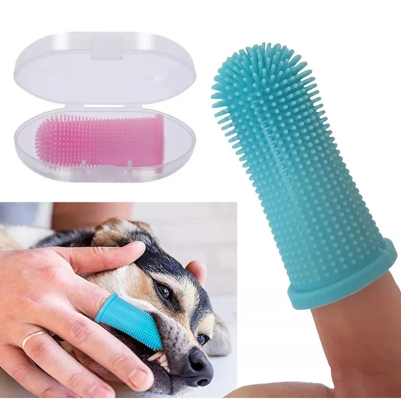 Dog Super Soft  pet Finger Toothbrush Teeth Cleaning Breath Care Nontoxic Silicone Tooth Brush Cat dog toothbrush Pet Shop, Pet Accessories