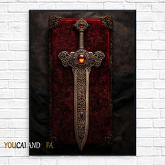 King Arthur and Excalibur Sword in The Stone Sikh Kirpan Sword Excalibur Hilt Poster Canvas Painting Wall Pictures Home Decor