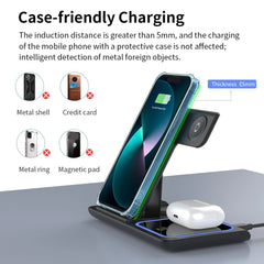 3 in 1 Wireless Charger Stand Pad Foldable Fast Charging Station Dock For iPhone 17 16 15 14 13 12 11 X 8 Apple Watch Airpods