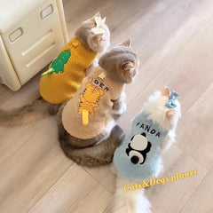 Creative Cat Sweater Cartoon Soft Pet Clothes Warm Fleece Windproof Dog Jacket for Puppy Cats