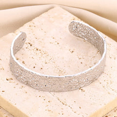 Stainless Steel Wide Bangles for Women Luxury Gold Color Chunky Flower Cuff Bangle Bracelet femme Vintage Wedding Jewelry Gifts