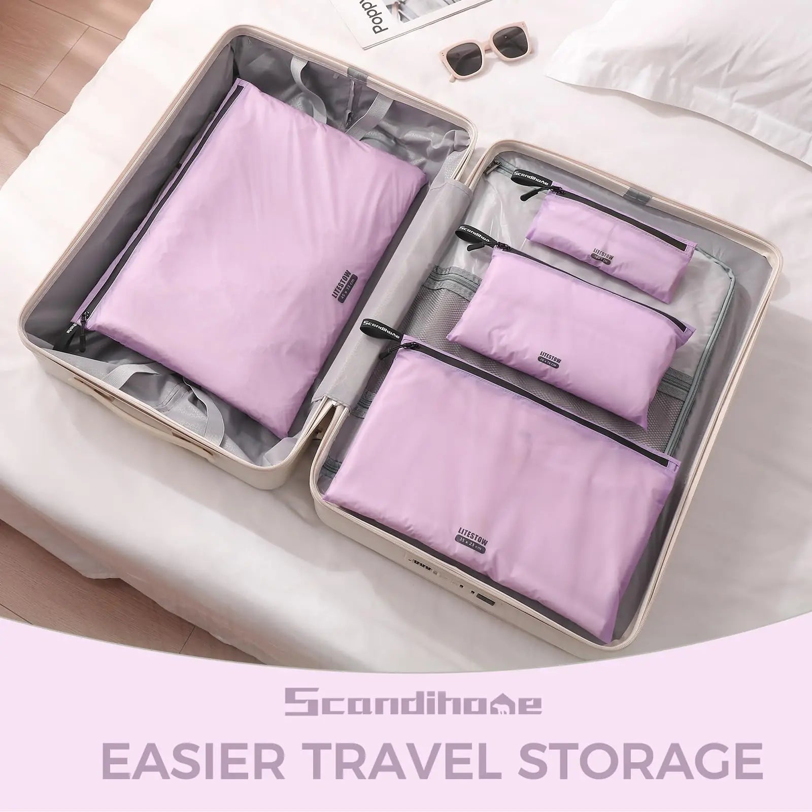 Ultralight Travel Packing Organizers Waterproof Nylon Zipper Pouch Luggage Suitcase Storage Bag for Clothes Cosmetics Toiletries