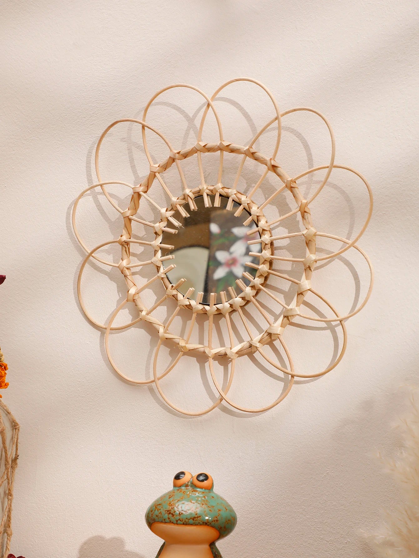 Decorative Mirror Hand Woven Wall Art Wall Mirror Handmade Mirror Wall Decor Room Decors Aesthetic for Bedroom Living Room Gift