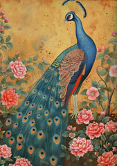 Retro Traditional Indian Woman Lady in The Garden Animals Pattern Poster Canvas Painting Wall Art Pictures Home Interior Decor