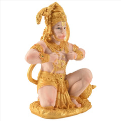 (ABAB) Gold Hanuman Statue Indian Lord Sculpture India Figurine Collection Idol Murti Pooja Sculpture for Decor Ornament
