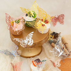 48 Pcs Butterfly for Gift Packing Decorative 3d Butterflies Decor Flower Art Arrangement Wall Paper Ornament DIY Wrapping
