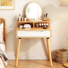 Makeup Table Nightstand with Drawer Storage Rack Minimalist Style Dressing Table with Mirror Cosmetic Table for Bedroom Furniture