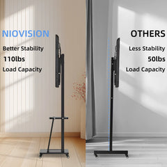 Mobile TV Cart, Height Adjustable TV Stand for 32-75inch TVs with Lockable Wheel,Rolling TV Stand with Wheels Max VESA 600x400mm Living Room Furniture