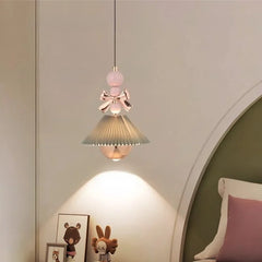 French Retro Floral Pendant Light Luxury Nordic Design Walnut Wood Gril Bedroom Hanging Light for Hallway Bedroom Home Decor