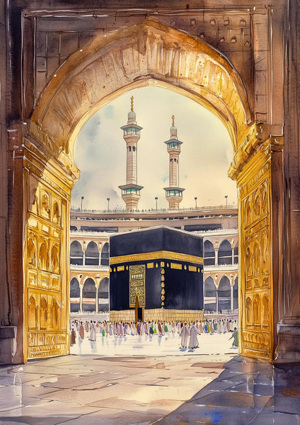 Islamic Grand Mosque Architectural Art, Sacred Holy Place Canvas Print, Muslim Home Wall Decor Prayer Room Ramadan Eid Gift