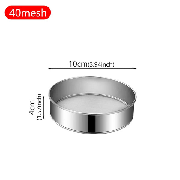 304Stainless Steel Flour Sieve 40 Mesh Thickened Sesame Baking Tools Holding Mesh Flour Sifter Sifters Shakers Mesh Baking Tools Kitchen Tools, Cooking Utensils