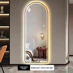 11.6 * 47 Inch Full-body Mirror U-shaped Smart LED Light Luminous Long Mirror with Metal Frame Hanging on The Wall Mirror Makeup